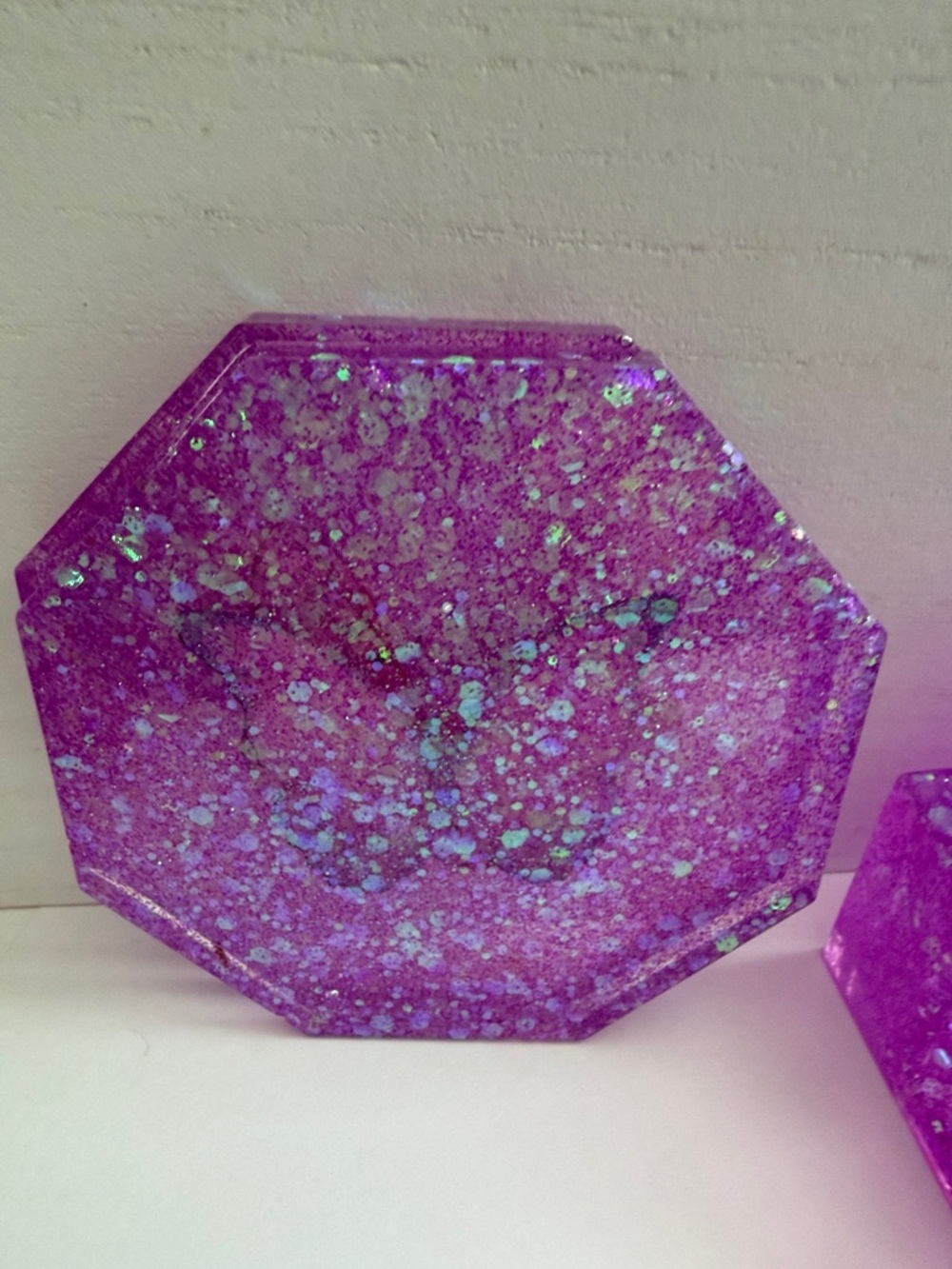 Handmade Purple Glitter Butterfly Coasters - Set of 5 - Picture 9 of 9